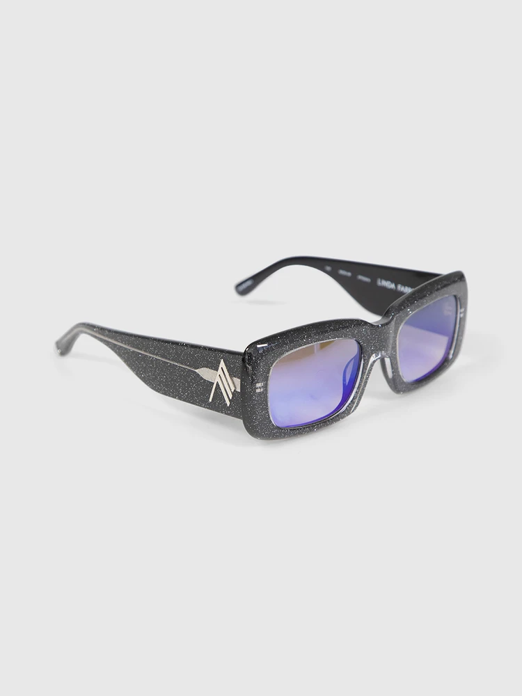 Linda Farrow Linda Farrow x The Attico Black Glitter Marfa Sunglasses
