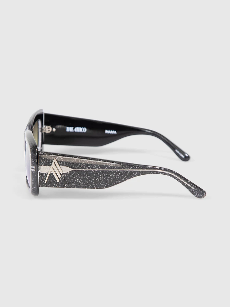 Linda Farrow Linda Farrow x The Attico Black Glitter Marfa Sunglasses