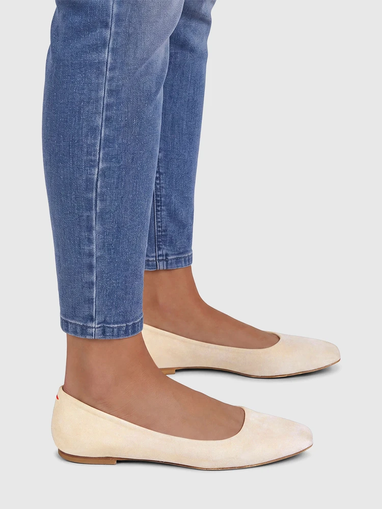 aeyde Beige Suede Ida Ballet Flats