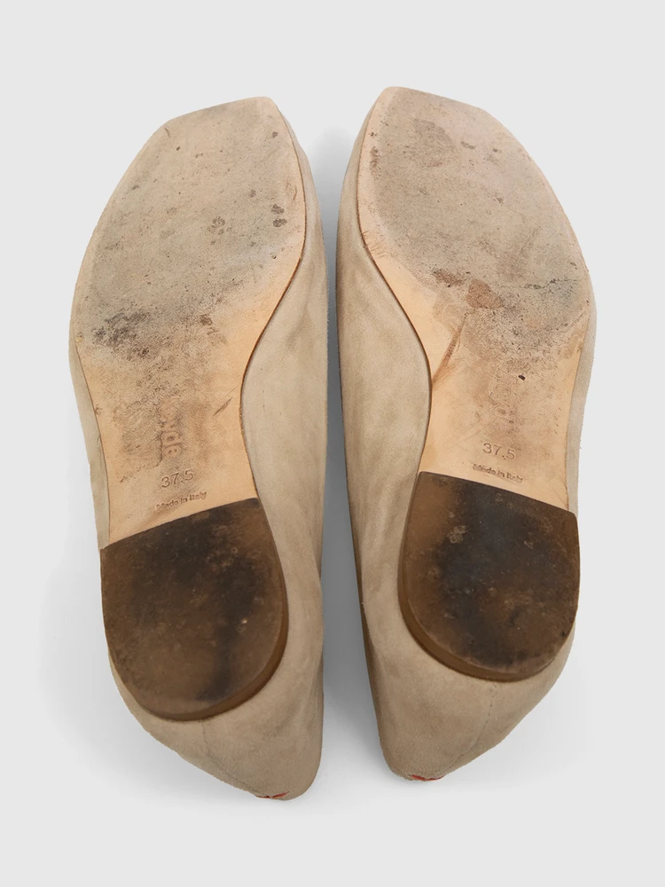 aeyde Beige Suede Ida Ballet Flats