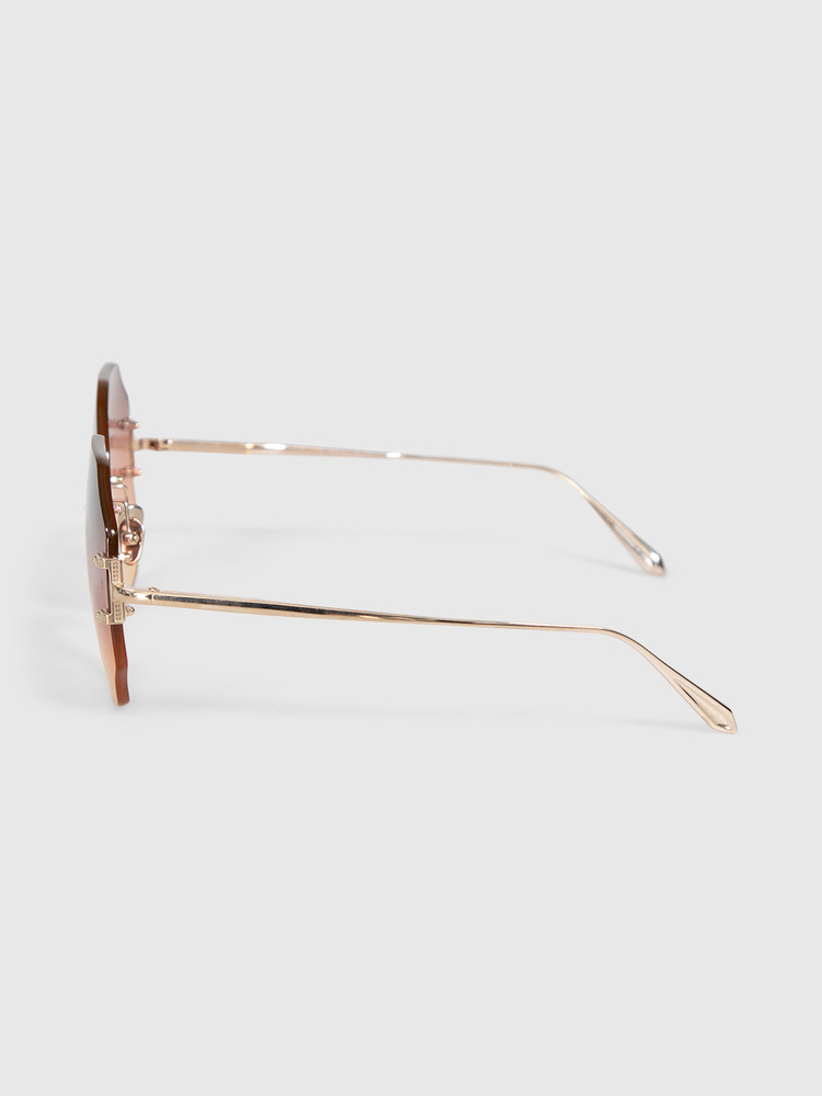 Linda Farrow 22KT Plated Geometric Sunglasses