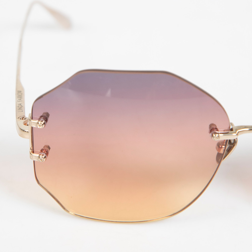 Linda Farrow 22KT Plated Geometric Sunglasses