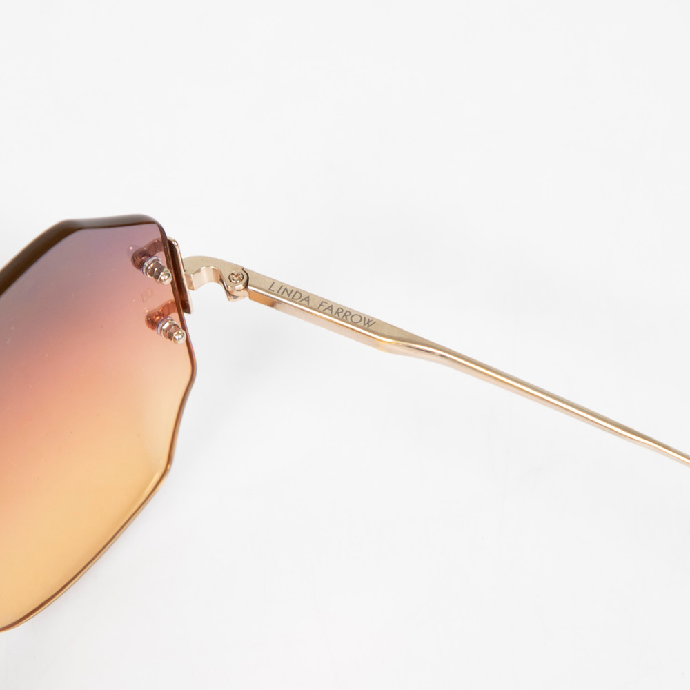 Linda Farrow 22KT Plated Geometric Sunglasses