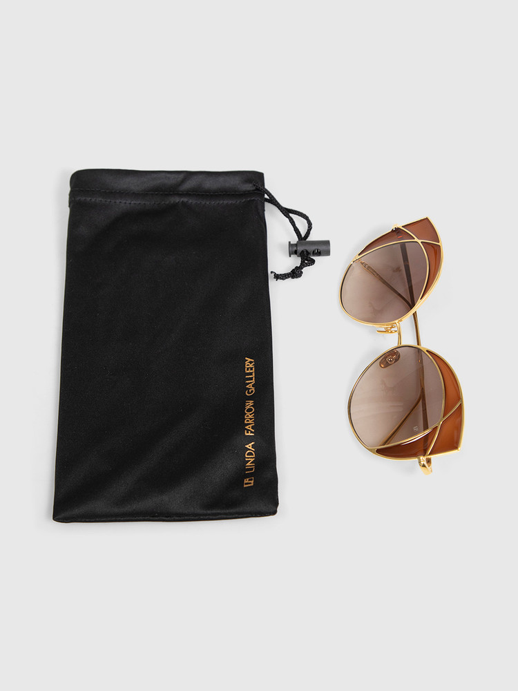 Linda Farrow Cat Eye Gold Plated Sunglasses