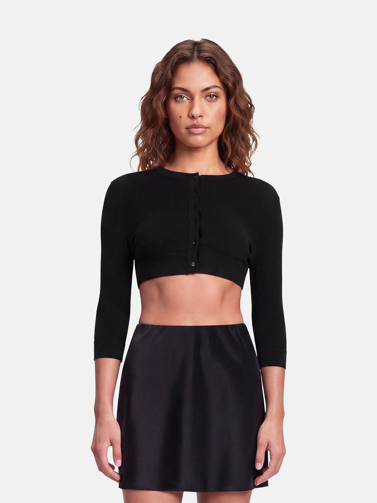 Alaïa Black Cropped Knit Cardigan
