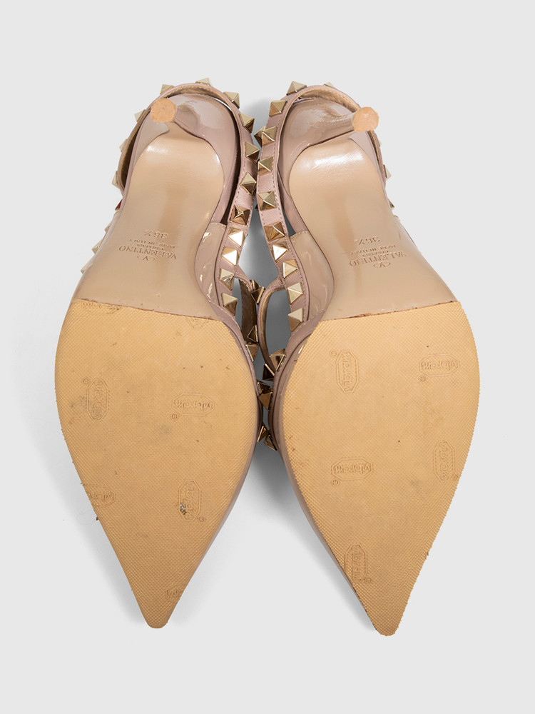 Valentino Garavani Taupe Patent Rockstud Heels