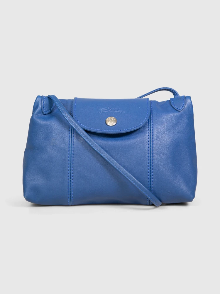 Longchamp Navy Le Pliage Cuir Mini Bag