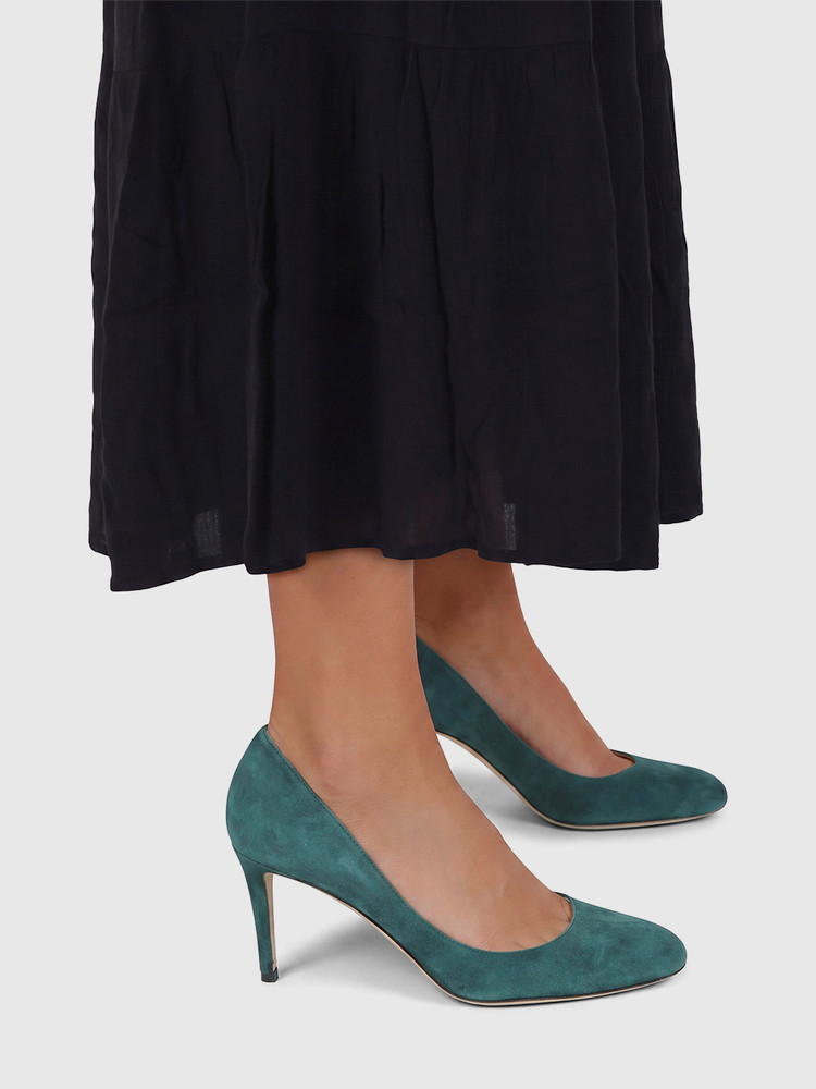 Jimmy Choo Green Suede Slip On Pumps