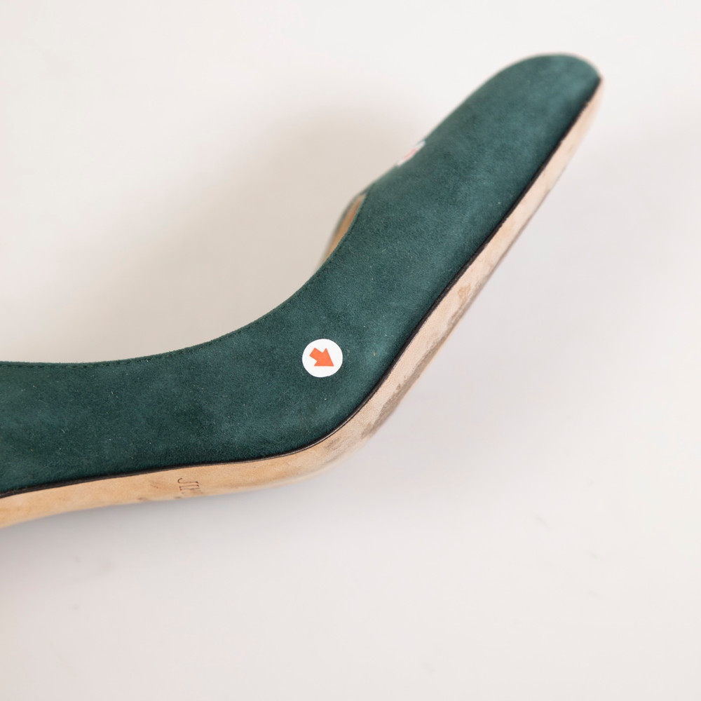 Jimmy Choo Green Suede Slip On Pumps