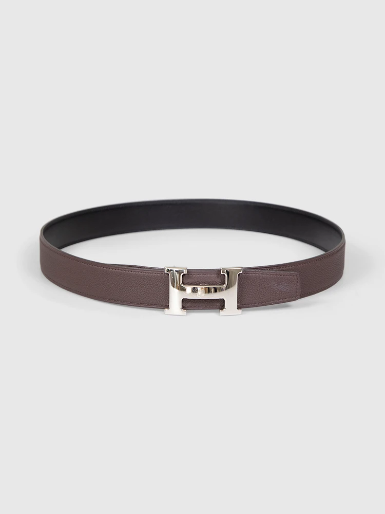 Hermès 2024 Brown & Black Leather Reversible Belt