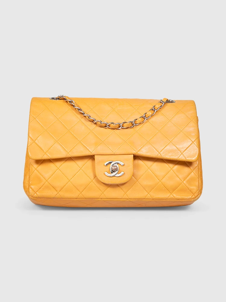 Chanel Vintage 1997-1999 Mustard Leather Double Flap