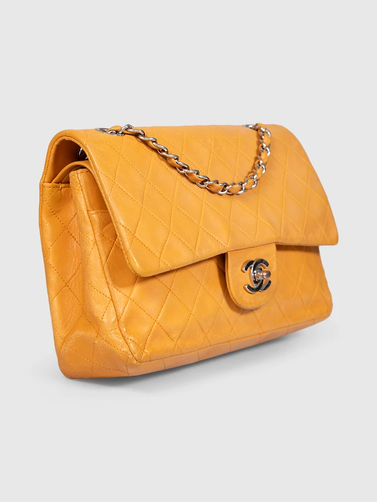 Chanel Vintage 1997-1999 Mustard Leather Double Flap