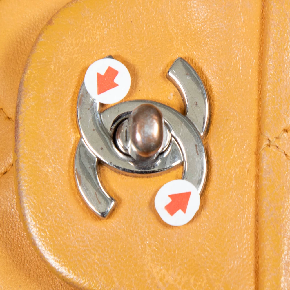 Chanel Vintage 1997-1999 Mustard Leather Double Flap