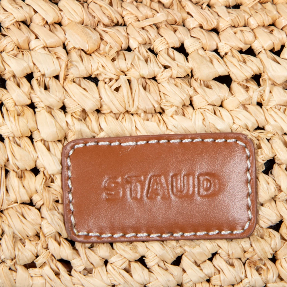 STAUD Beige Moon Raffia Tote Bag