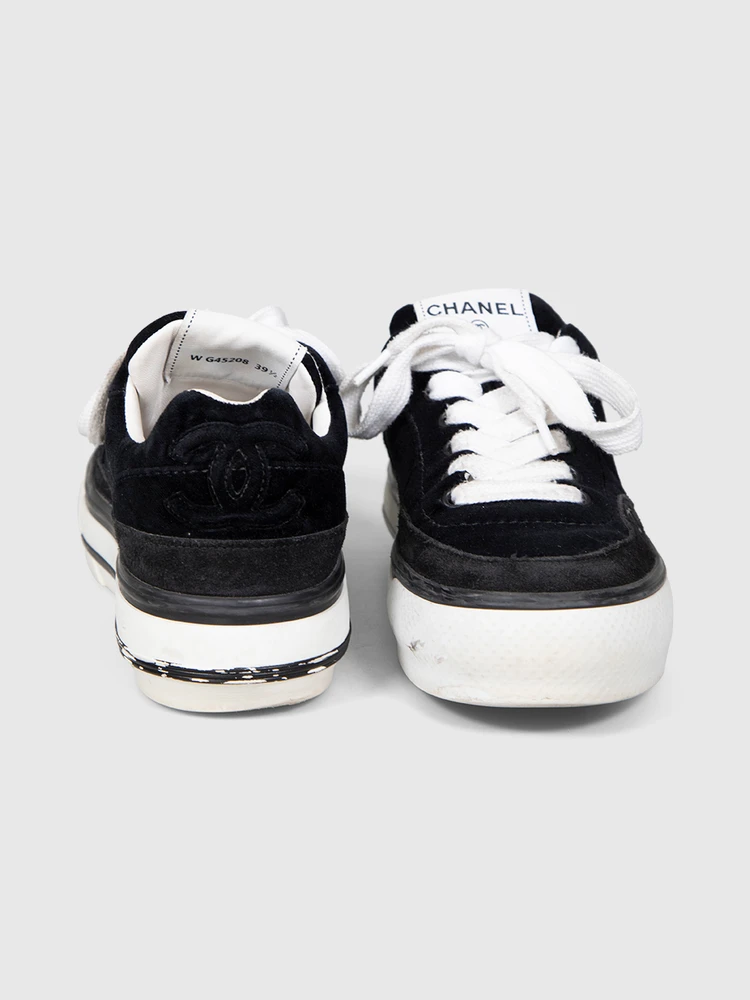 Chanel Black Suede CC Sneakers