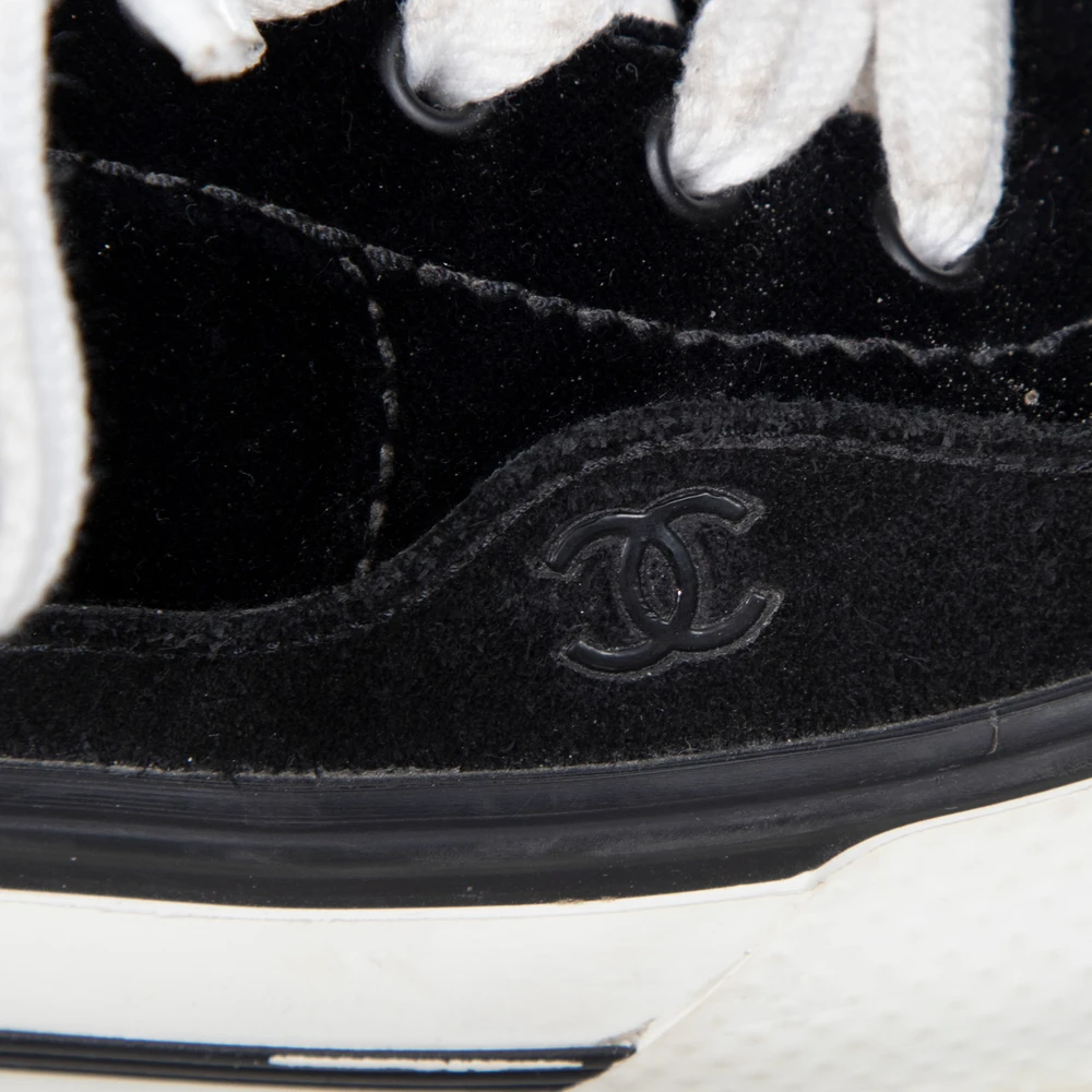 Chanel Black Suede CC Sneakers