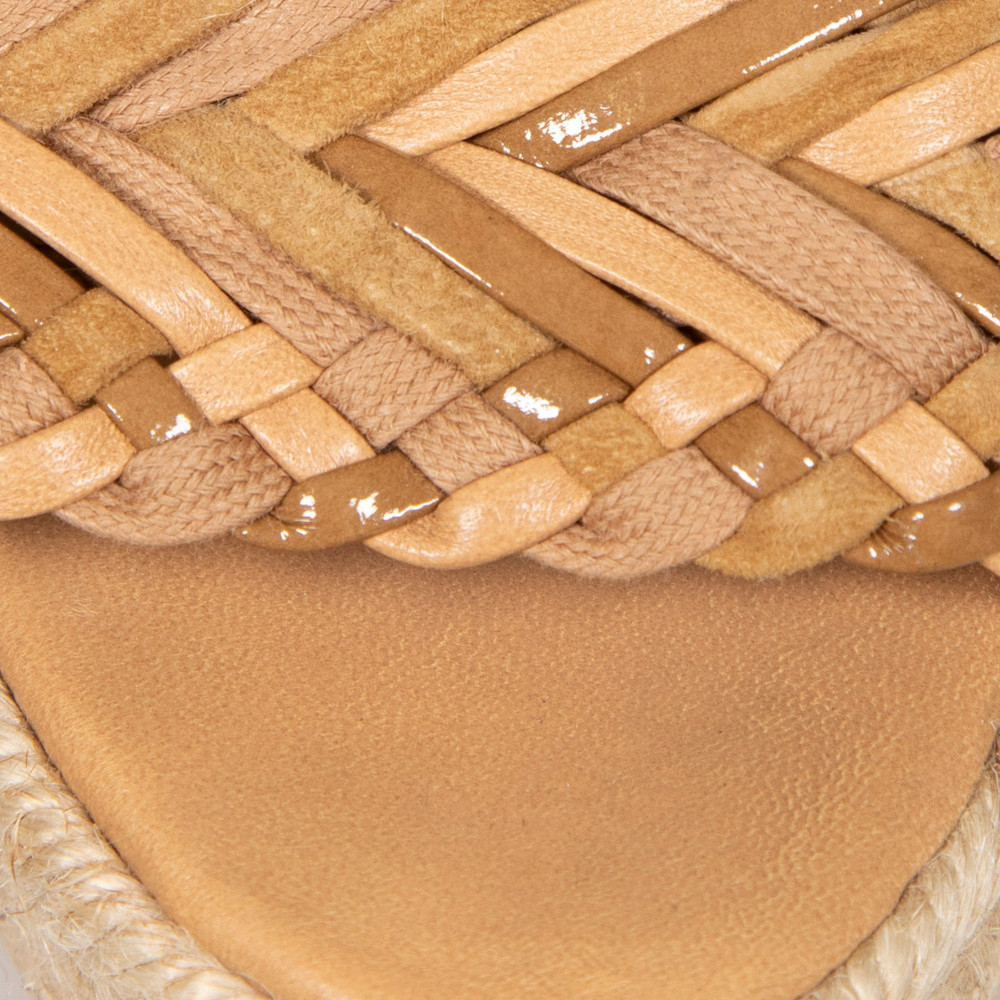 Hermès Beige Woven Espadrille Wedge Sandals