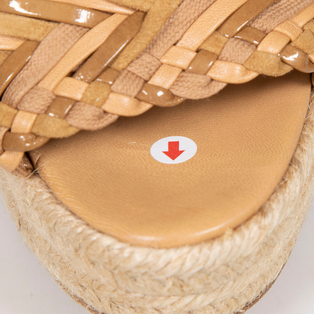 Hermès Beige Woven Espadrille Wedge Sandals