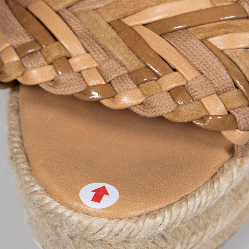 Hermès Beige Woven Espadrille Wedge Sandals