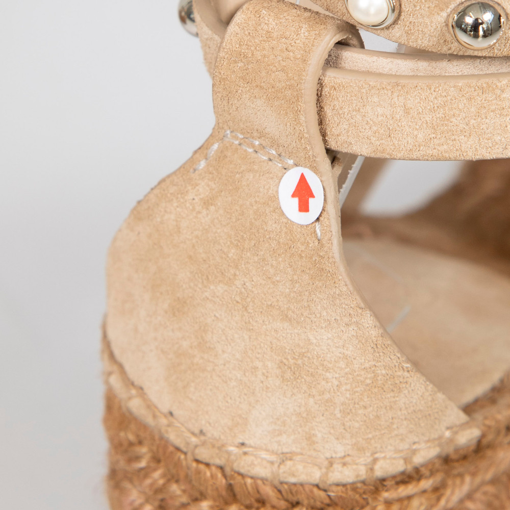 Jimmy Choo Beige Suede Studded Wedge Sandals