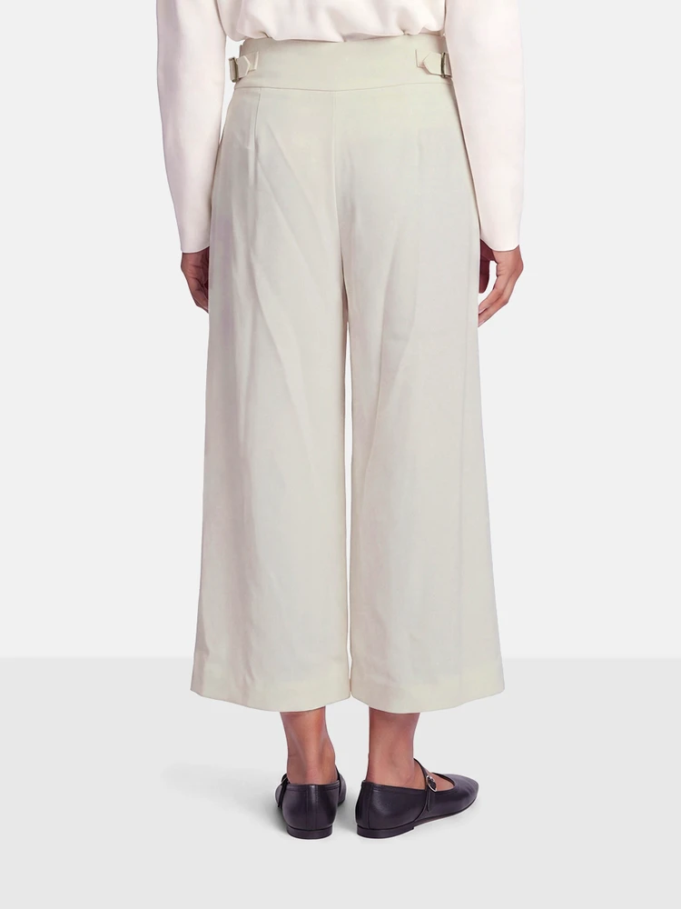 Temperley London Ecru Pleated Wide Leg Trousers