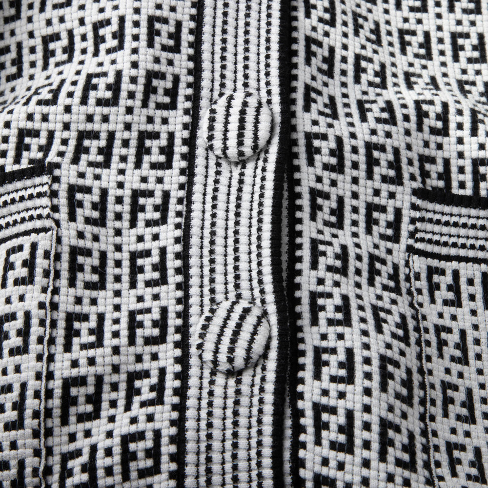 Fendi Black & White Zucca Knit Cardigan