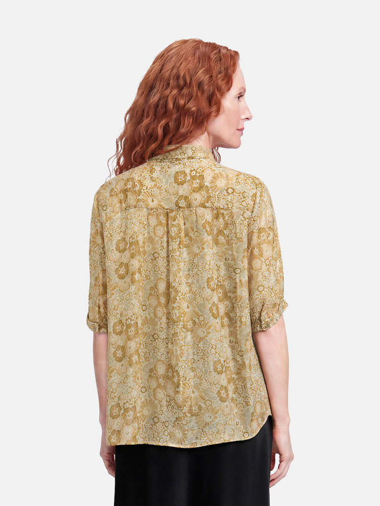 Céline Yellow Silk Floral Blouse