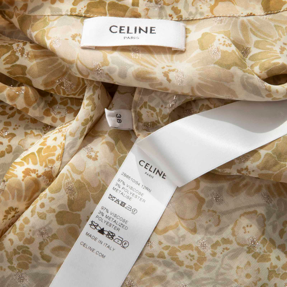 Céline Yellow Silk Floral Blouse