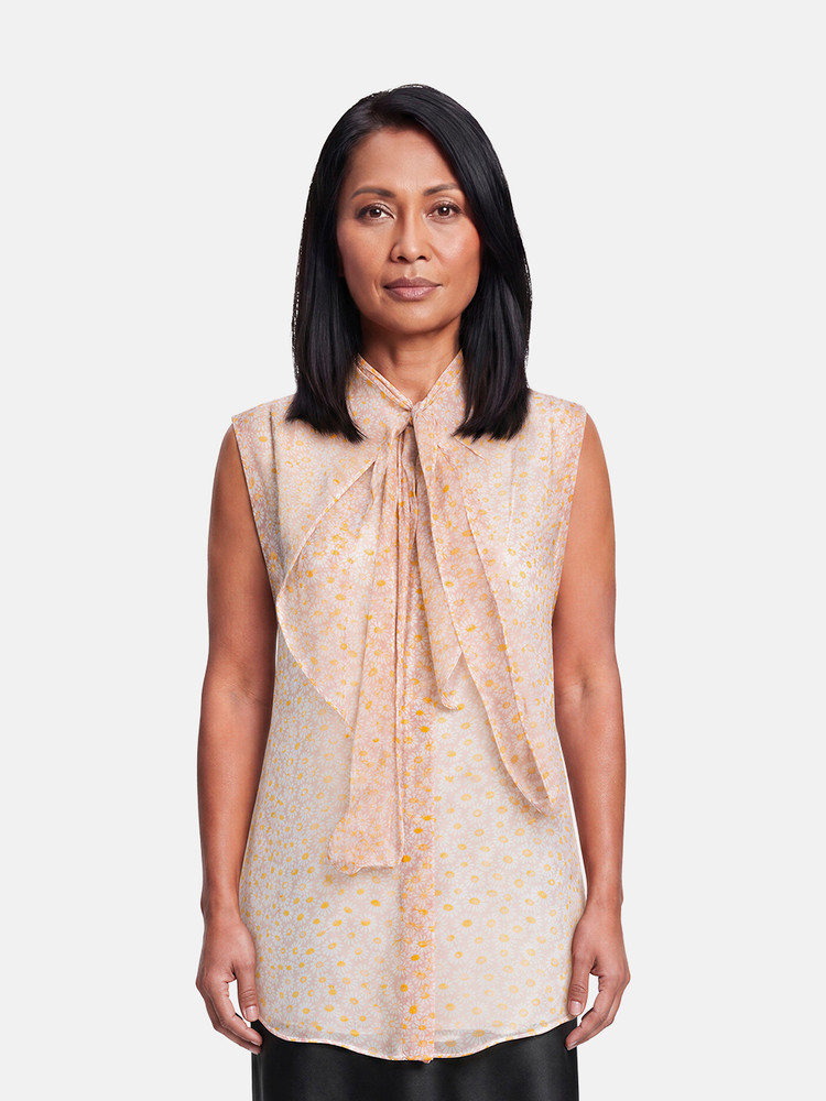 Gucci Pink Sheer Daisy Sleeveless Blouse