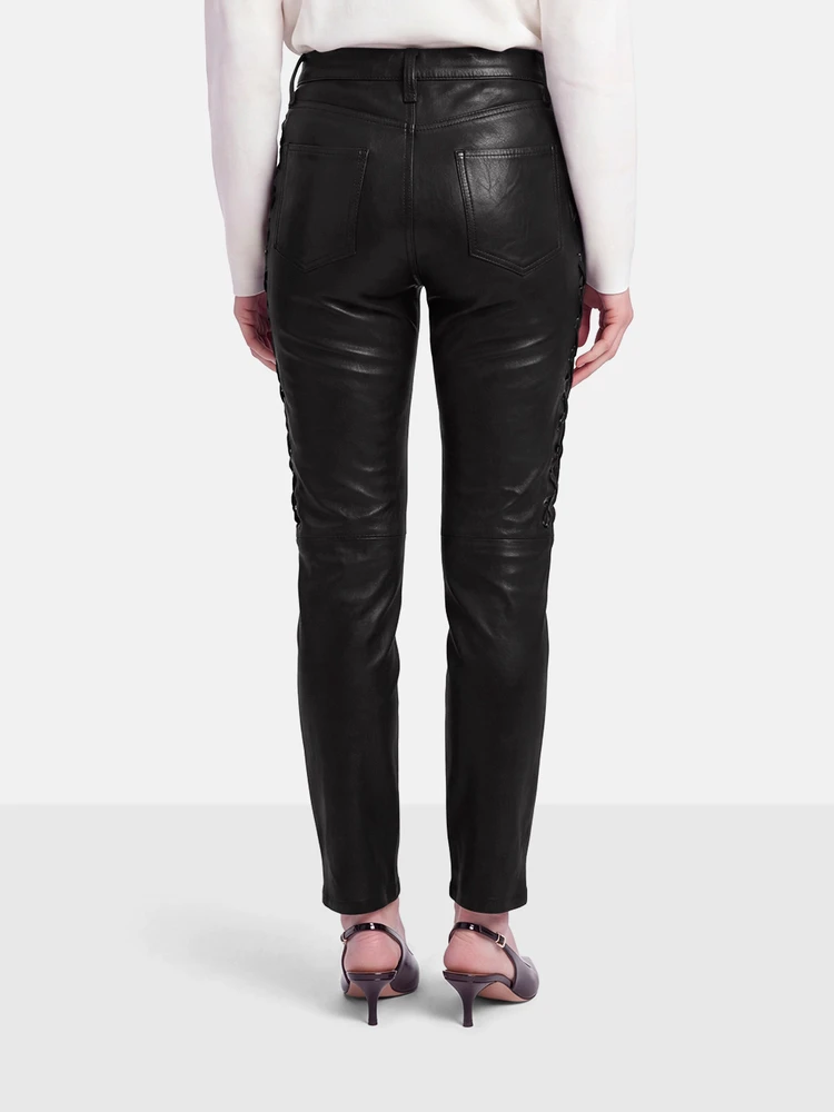 Rag & Bone Black Lamb Leather Laced Trousers