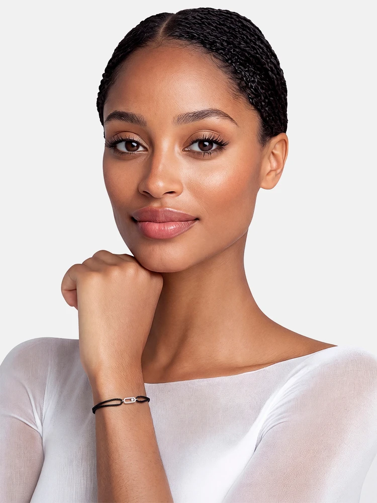 Messika 18K White Gold Move Uno Black Cord Bracelet