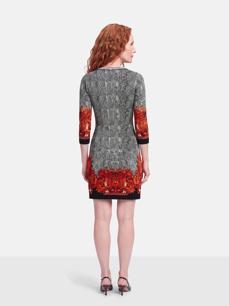 Roberto Cavalli Abstract Long Sleeve Knit Dress