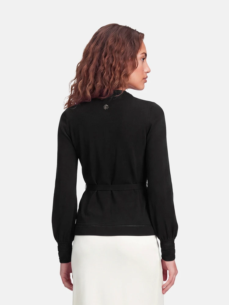 Roberto Cavalli Black Waist Tie Cardigan