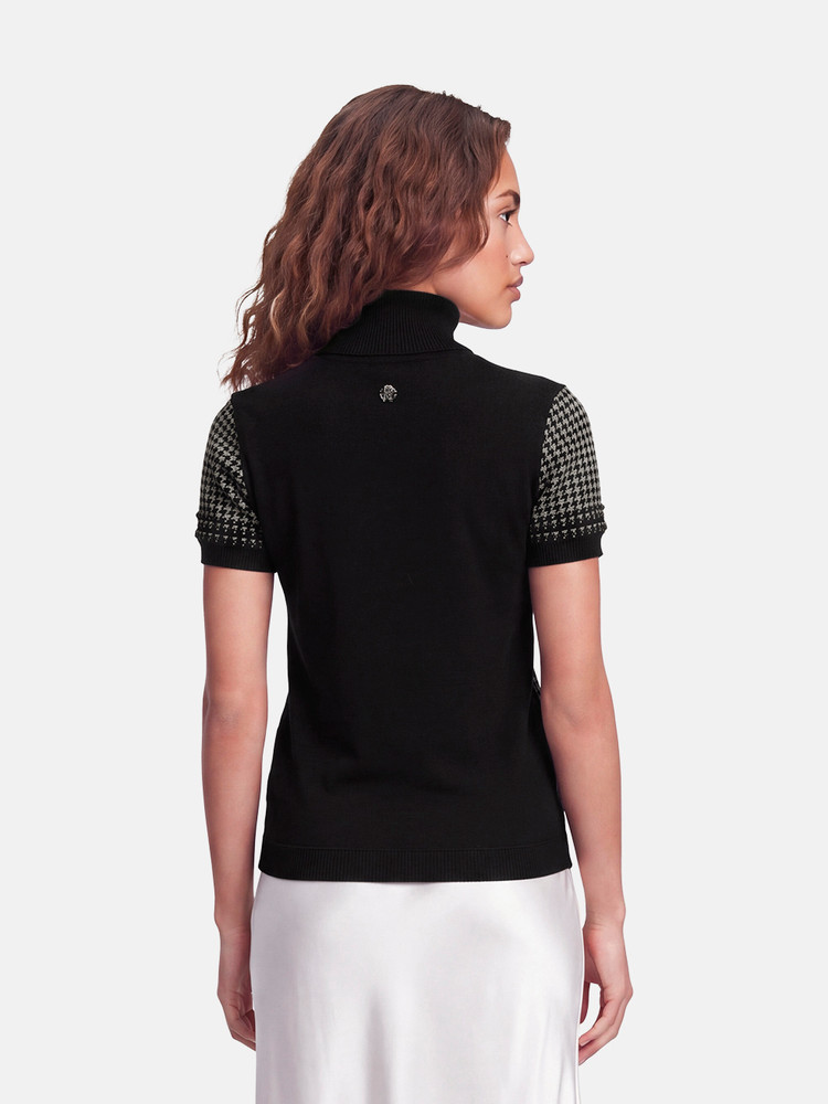 Roberto Cavalli Knit Silk & Wool Floral Front Panel Top