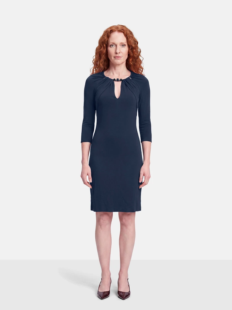 Roberto Cavalli Navy Rose Neckline Dress