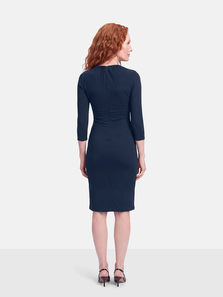 Roberto Cavalli Navy Rose Neckline Dress