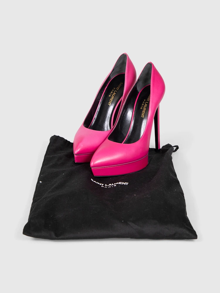 Saint Laurent Pink Leather Stiletto Pumps