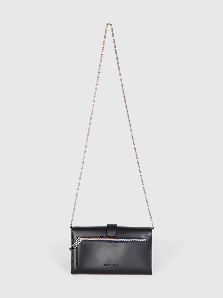 Emporio Armani Black Leather Constanza Cutch Bag