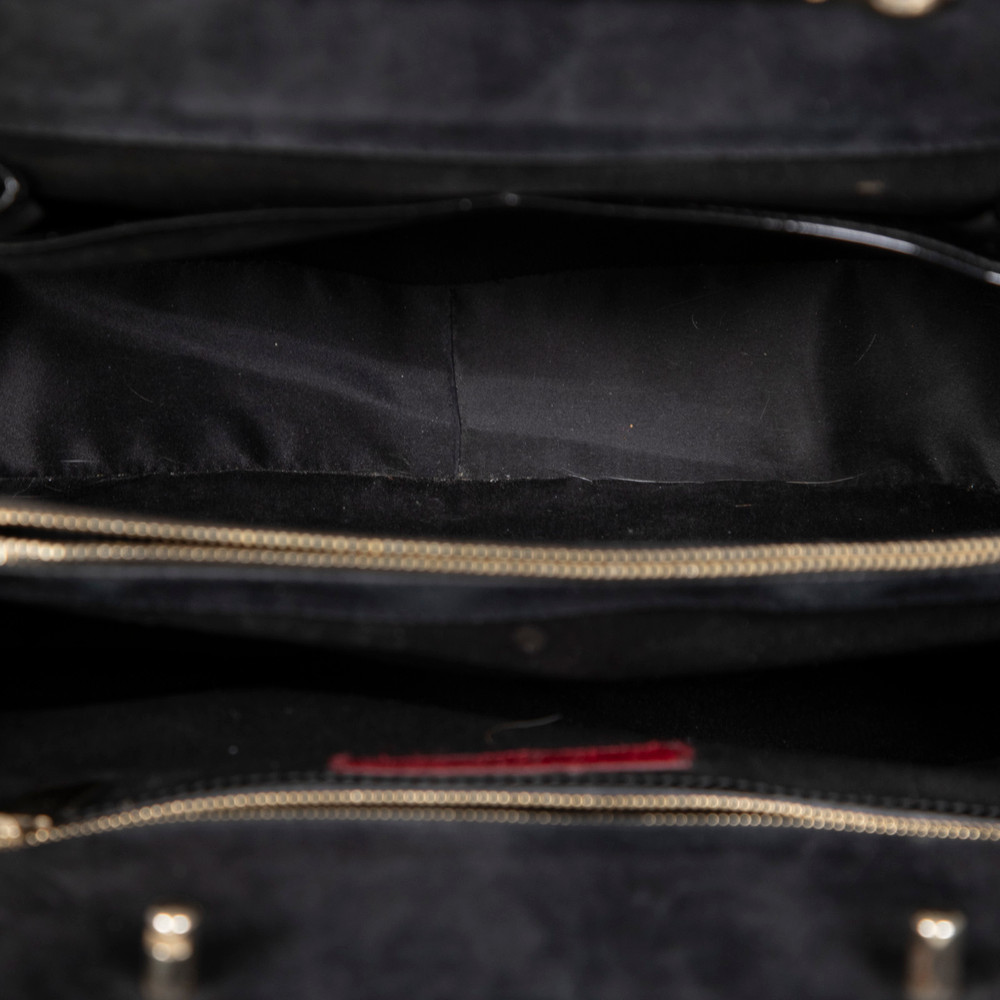 Valentino Garavani Black Patent Leather Demetra Tote Bag