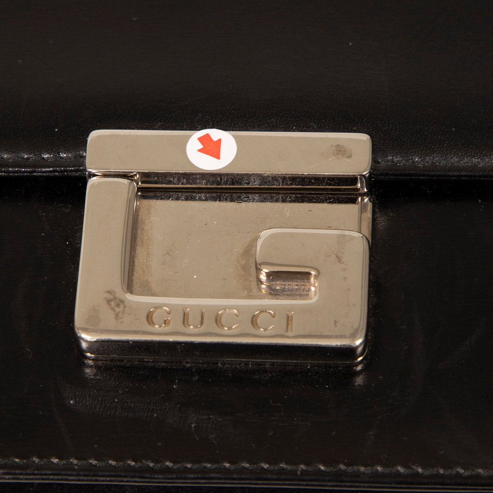 Gucci Vintage Black Calfskin Square G Shoulder Bag