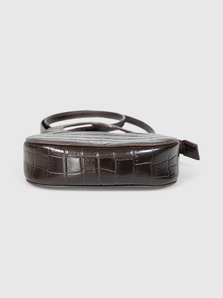 Coperni Brown Croc Embossed Micro Baguette Swipe Bag