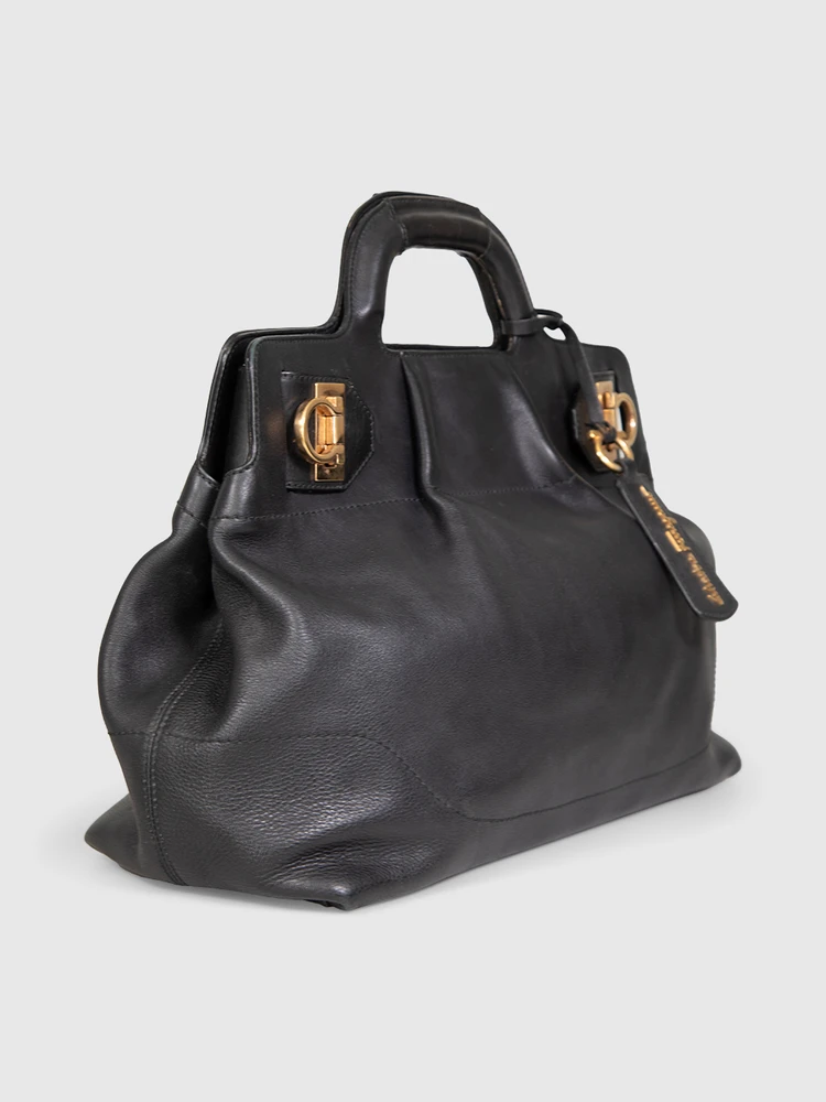 Salvatore Ferragamo Black Soft Leather Handbag