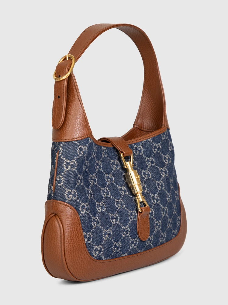 Gucci Navy Denim Small Jackie 1961 Shoulder Bag