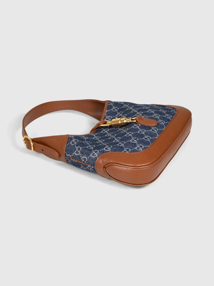 Gucci Navy Denim Small Jackie 1961 Shoulder Bag