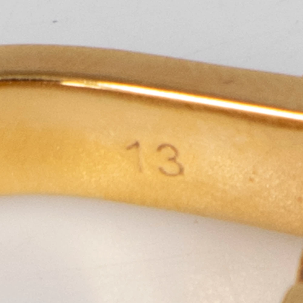 Versace Gold Tone Metal Greca Bar Ring