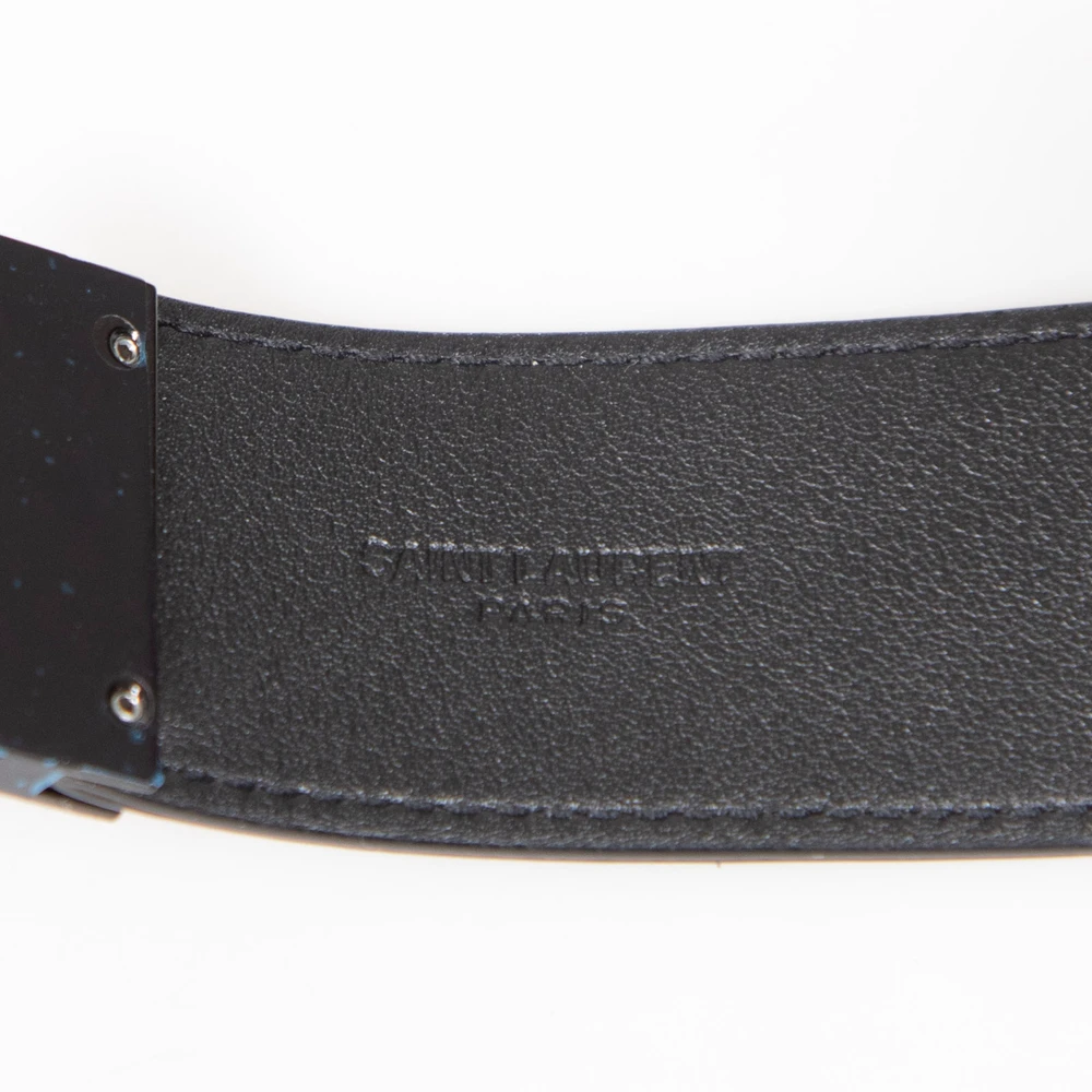 Saint Laurent Black Leather Wide Opyum Bracelet