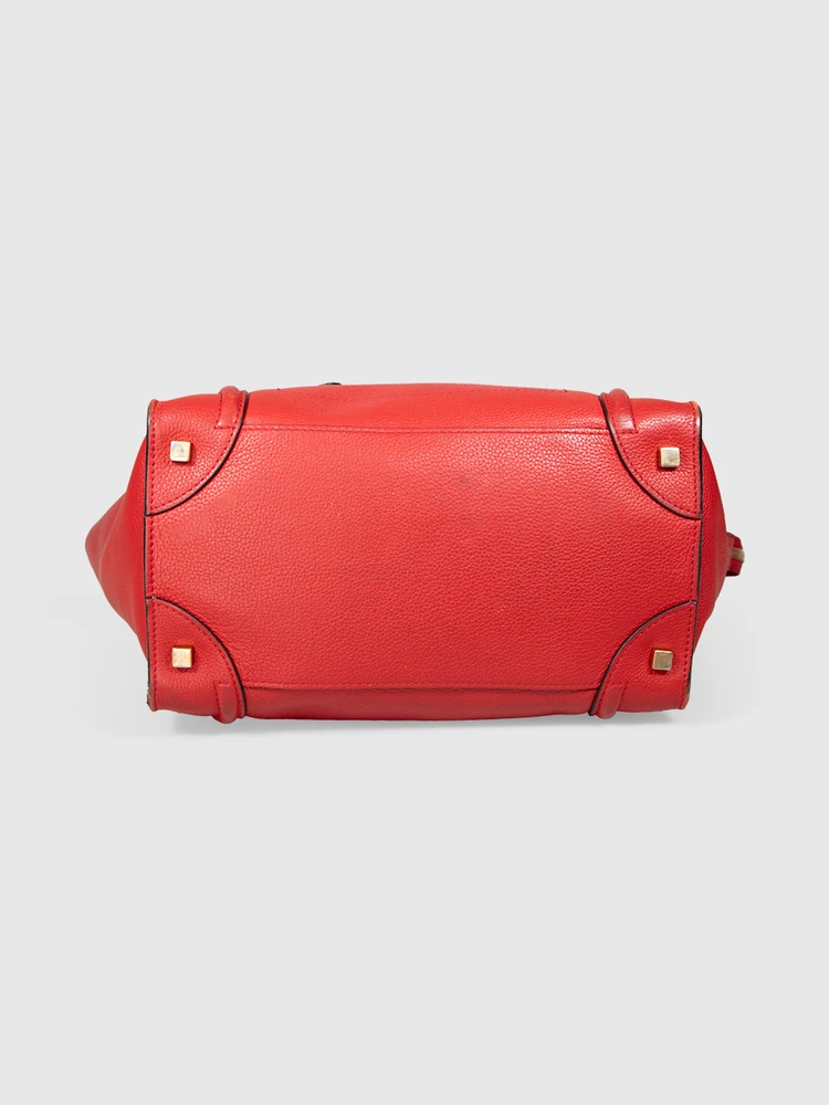 Céline Red Grained Calfskin Luggage Tote