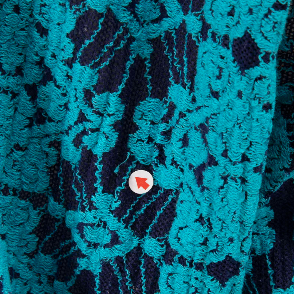 Issey Miyake Pleats Please Blue Embroidered Cardigan