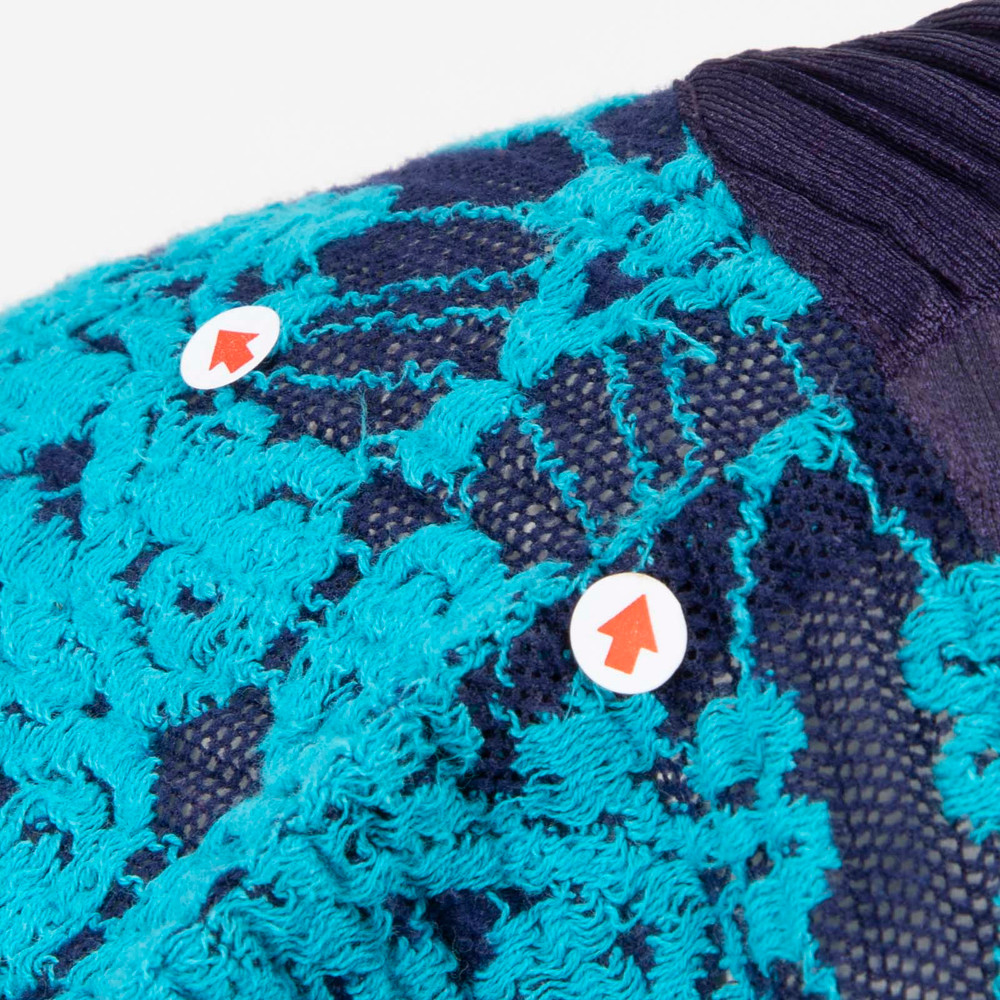 Issey Miyake Pleats Please Blue Embroidered Cardigan