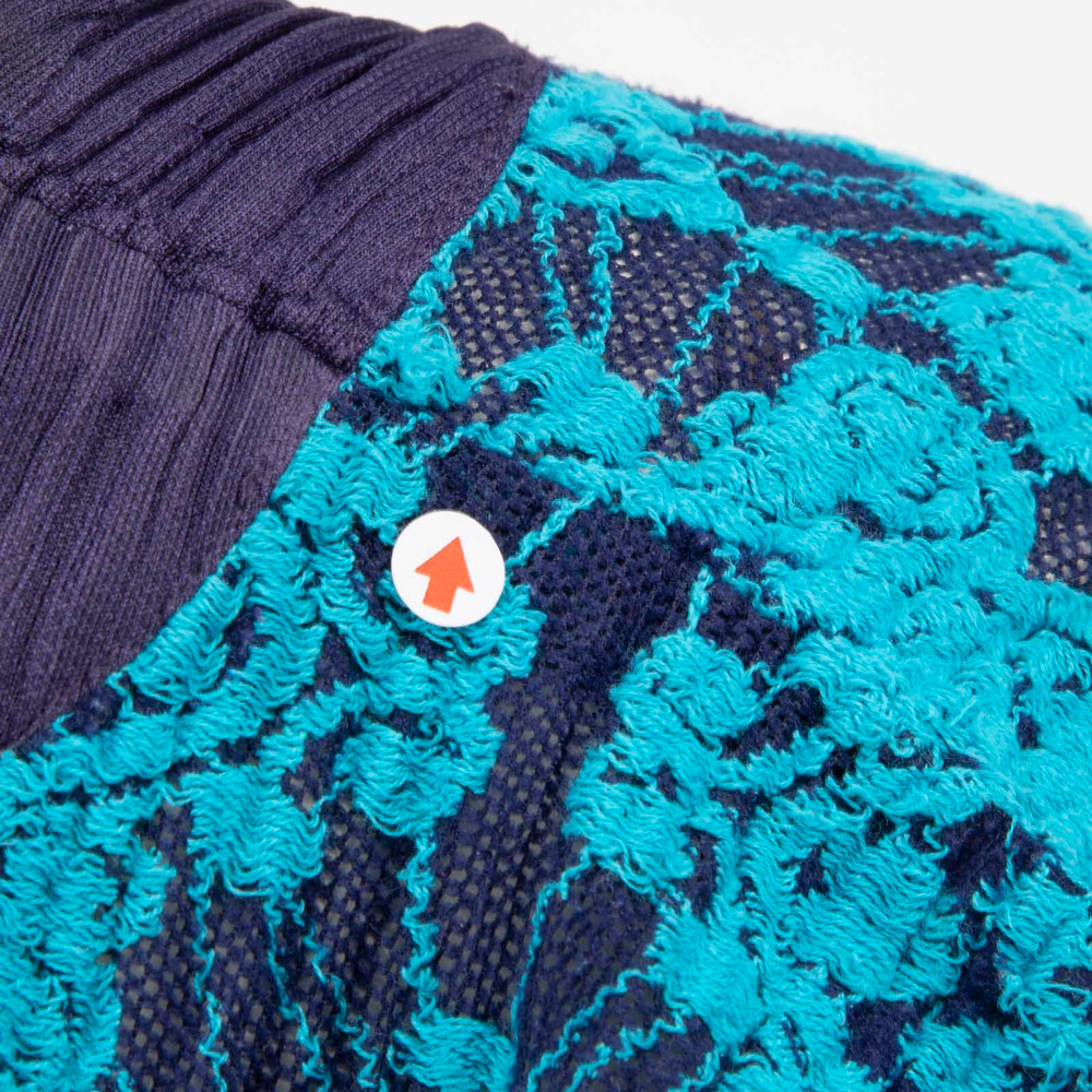 Issey Miyake Pleats Please Blue Embroidered Cardigan